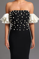 Mako Bandage Strapless Pearls Maxi Dress