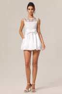 Shea Sleeveless Bowknot Embroidery Flowers Lace Mini Dress