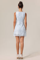 Viky Round Neck Sleeveless Flowers Mini Dress