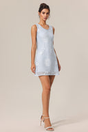 Viky Round Neck Sleeveless Flowers Mini Dress