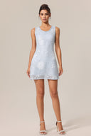 Viky Round Neck Sleeveless Flowers Mini Dress