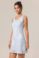 Viky Round Neck Sleeveless Flowers Mini Dress