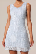 Viky Round Neck Sleeveless Flowers Mini Dress