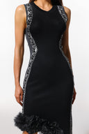 Imaan Round Collar Sleeveless Lace Bandage Midi Dress
