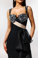 Havera Sleeveless Pearl Mesh Yarn Bandage Maxi Dress