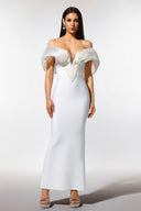 Sharina Off-The-Shoulder Pearl Bandage Maxi Dress