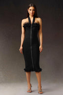 Nahla Halter  Sleeveless Lace Bandage Midi Dress