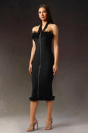 Nahla Halter  Sleeveless Lace Bandage Midi Dress