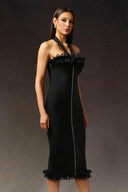 Nahla Halter  Sleeveless Lace Bandage Midi Dress