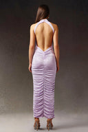 Kori Halter Sleeveless Diamond Fold Maxi Dress