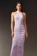 Kori Halter Sleeveless Diamond Fold Maxi Dress