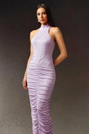 Kori Halter Sleeveless Diamond Fold Maxi Dress