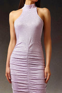 Kori Halter Sleeveless Diamond Fold Maxi Dress