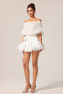 Kattin Off-The-Shoulder Flowers Mini Dress