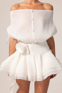 Kattin Off-The-Shoulder Flowers Mini Dress