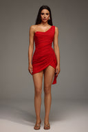 Lazze One Shoulder Sleeveless Diamond Mini Dress