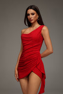 Lazze One Shoulder Sleeveless Diamond Mini Dress