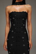 Nesya Sleeveless Pearl Bandage Maxi Dress
