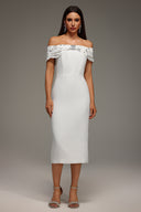 Rosie Sleeveless Off The Shoulder Diamond Bandage Midi Dress
