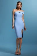 Dizzt Sleeveless One Shoulder Slit Bandage Midi Dress