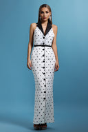 Daryl Sleevess Polka Dot V-Neck Maxi Dress