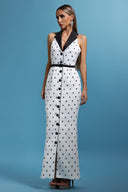 Daryl Sleevess Polka Dot V-Neck Maxi Dress