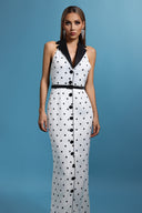 Daryl Sleevess Polka Dot V-Neck Maxi Dress