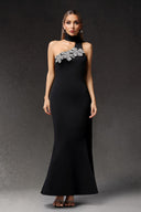 Luva One Shoulder Flower Bandage Maxi Dress