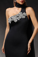 Luva One Shoulder Flower Bandage Maxi Dress