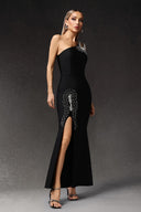 Sierra One Shoulder Sleeveless Diamond Slit Bandage Maxi Dress
