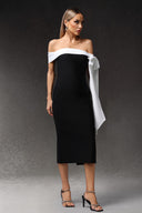 Ophelia Sleeveless Off The Shoulder Bow Bandage Midi Dress