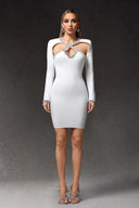 Una Long Sleeves Hollow Out Diamond Mini Dress