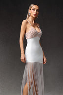 Zamiel Sleevess V-Neck Maxi Tassels Bandage Maxi Dress