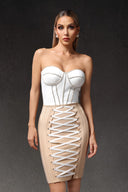 Tahoe Sleeveless Diamond Lacing Bandage Mini Dress