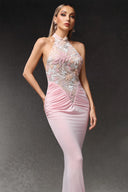 Eigra Halter Sleeveless Fold Maxi Dress