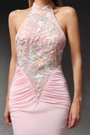 Eigra Halter Sleeveless Fold Maxi Dress