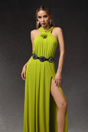 Naleza Sleeveless Flowers Slit Maxi Dress