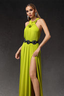 Naleza Sleeveless Flowers Slit Maxi Dress