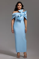 Uara Off-The-Shoulder Bow Bandage Maxi Dress