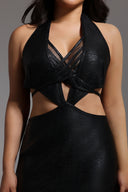 Black Metallic Mini Bandage Dress