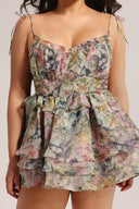 Hester Sleeveless V-Neck Lacing Flounce Mini Dress