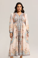 Edan Floral Printed Long Sleeves Midi Dress