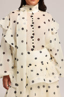 Rode Dot Printed Folds Long Sleeves Top And Skirt Two-Piece Set