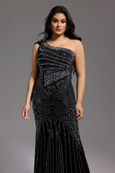 Ferina Skew Collar Diamond Maxi Dress