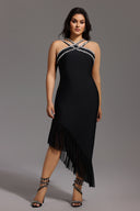 Nialla Sleeveless Diamond Flounce Bandage Maxi Dress
