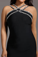 Nialla Sleeveless Diamond Flounce Bandage Maxi Dress
