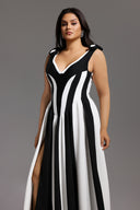 Omega Sleeveless V-Neck Flowers Bandage Maxi Dress