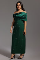 Palez Sleeveless One Shoulder Diamond Bow Bandage Maxi Dress