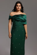 Palez Sleeveless One Shoulder Diamond Bow Bandage Maxi Dress
