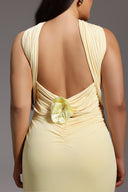 Kaxani Strapless Slim Flowers Backless Maxi Dress